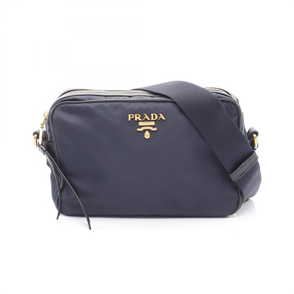 PRADA TESSUTO SOFT CALF Crossbody Shoulder Bag 1BH089 Nylon leather Navy Black