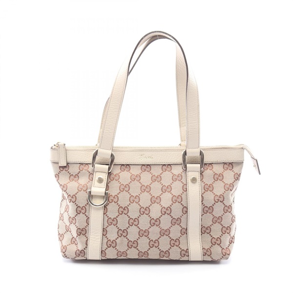 GUCCI Abbey GG canvas Tote hand Bag 141471 canvas leather Beige Used Women