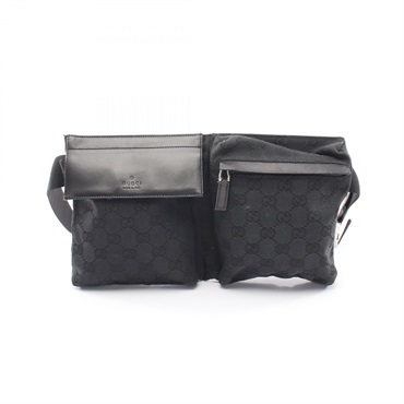 GUCCI GG canvas Waist bum belt bag 018 1621 canvas leather Black Used unisex