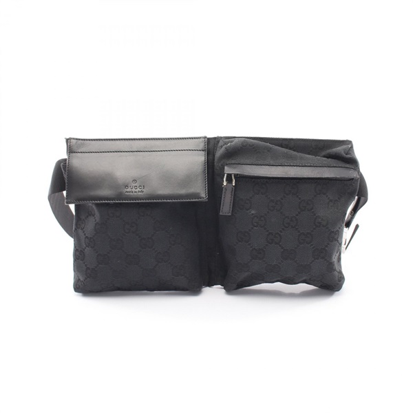 GUCCI GG canvas Waist bum belt bag 018 1621 canvas leather Black Used unisex