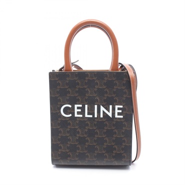 CELINE Mini Vertical Cabas Triomphe shoulder crossbody Handbag 194372 canvas BK