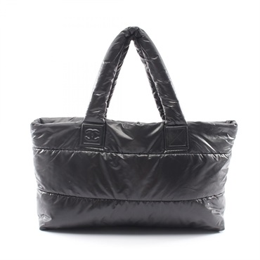 CHANEL Coco Cocoon Tote hand Bag Nylon leather Black Used Women SHW