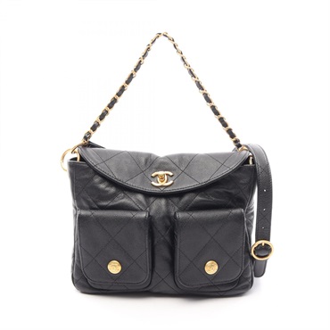 CHANEL Matelasse Hobo 2WAY Chain Shoulder Bag AS5384 Calfskin Black GHW Used