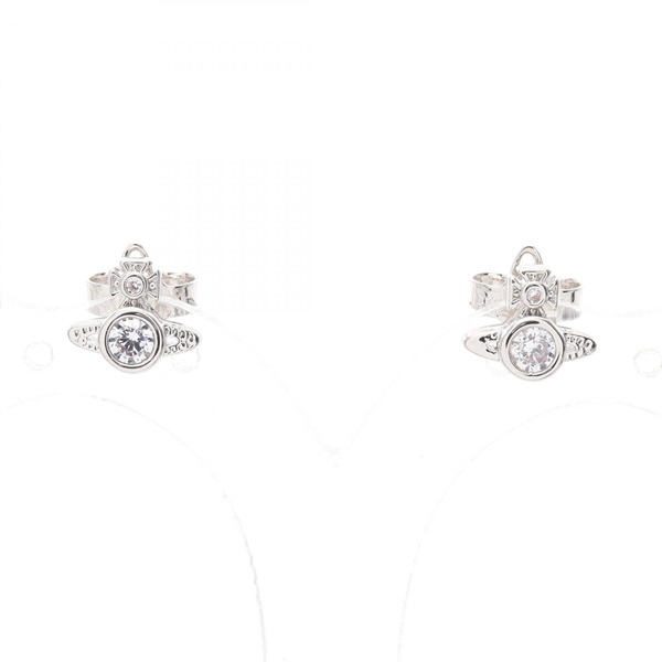 Vivienne Westwood London Orb Stud Pierced earrings SS Rhinestone NEW Women