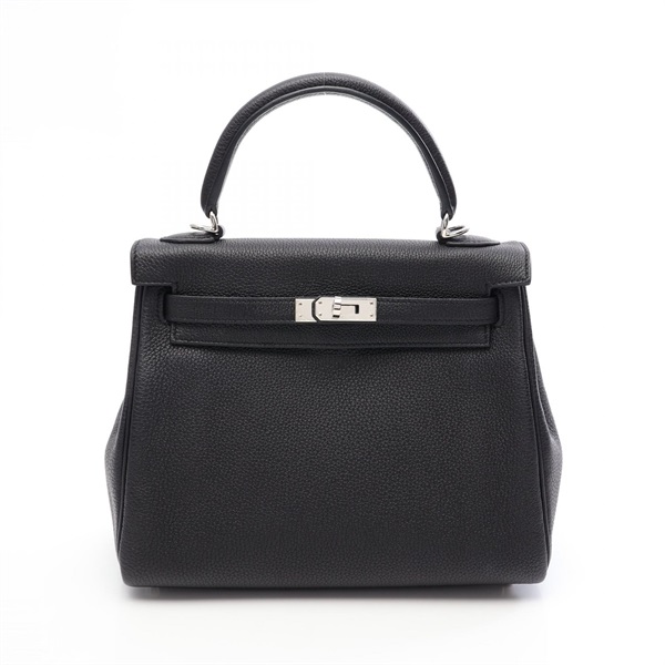 HERMES Kelly 25 Shoulder Handbag 044624CK Togo leather Black Used Women B SHW