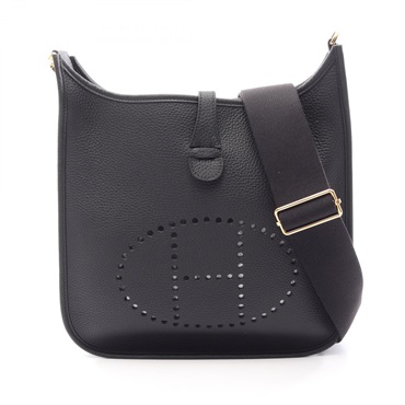 HERMES Evelyne 3 III PM Shoulder Crossbody Bag Clemence leather Black GHW Used