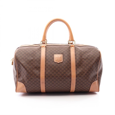 CELINE Macadam Tarvel Duffel Handbag PVC coated canvas leather Brown Used Women