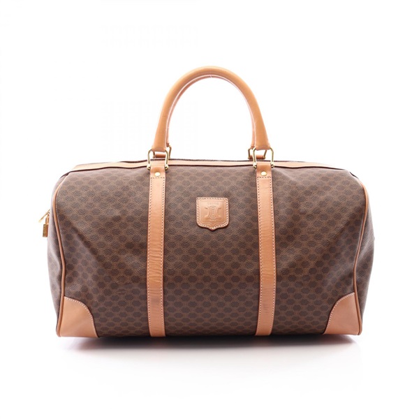 CELINE Macadam Tarvel Duffel Handbag PVC coated canvas leather Brown Used Women