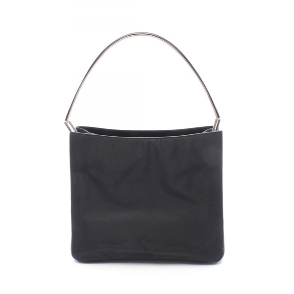 PRADA Metal handle Handbag B8432 Nylon leather Black Used Women