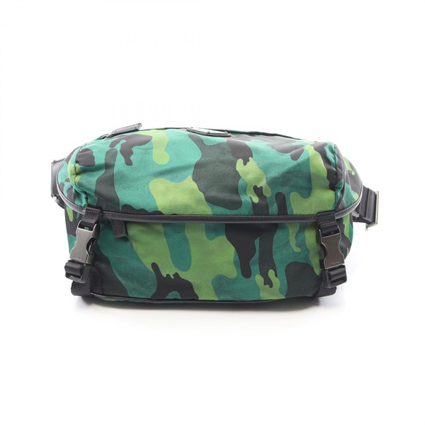 PRADA TESSUTO CAMOUFL Shoulder Bag VA0994 Nylon Saffiano leather Green Black