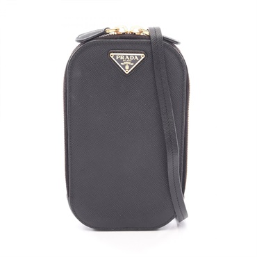 PRADA TESSUTO POCKET Shoulder Crossbody Bag 1DH030 Saffiano leather Black Used