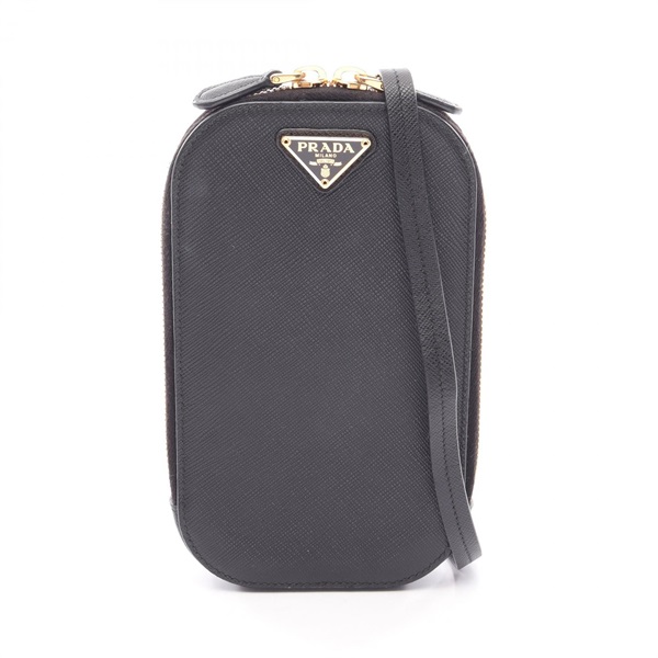 PRADA TESSUTO POCKET Shoulder Crossbody Bag 1DH030 Saffiano leather Black Used
