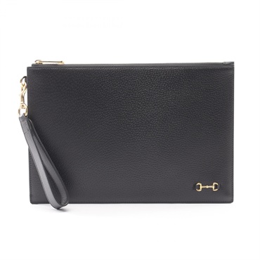 GUCCI Horsebit Business Clutch bag 700524 leather Black Used unisex