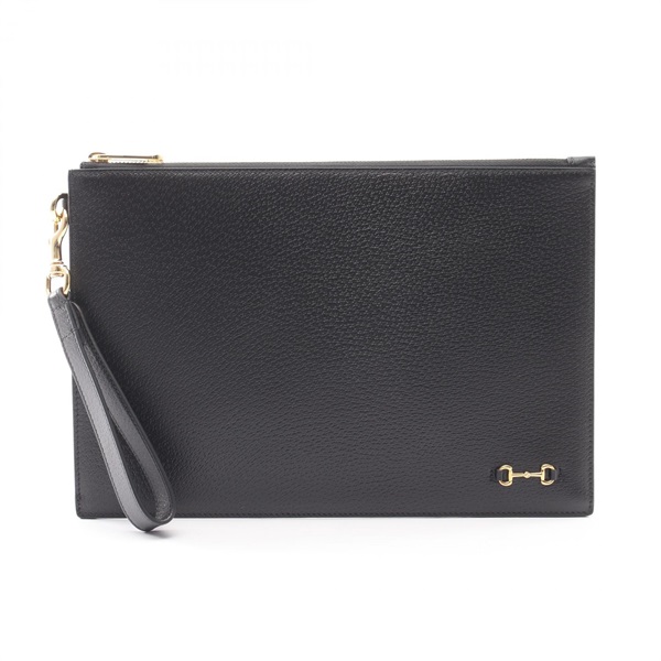 GUCCI Horsebit Business Clutch bag 700524 leather Black Used unisex