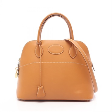 HERMES Bolide31 Shoulder Handbag Chamonix leather Brown Natural Used Women G SHW