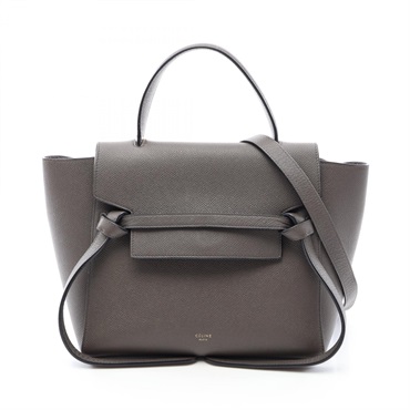 CELINE BELT BAG MICRO 2-way Shoulder Handbag 189153 leather Gray Used Women