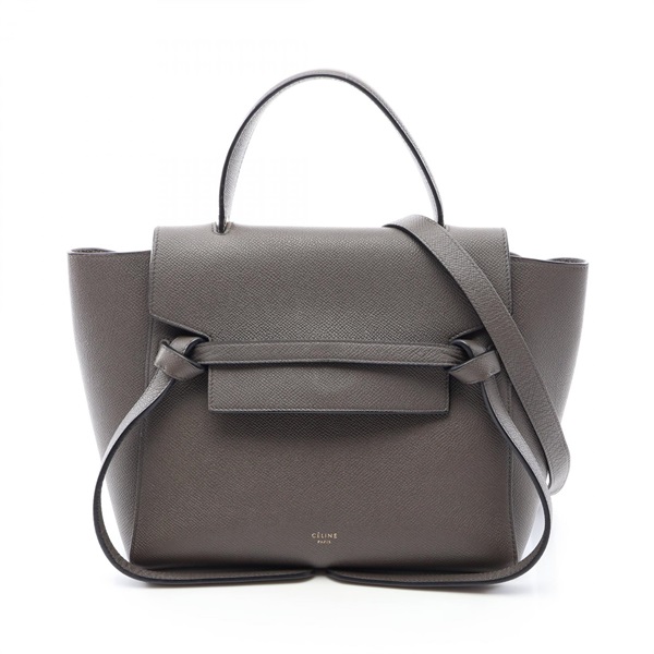 CELINE BELT BAG MICRO 2-way Shoulder Handbag 189153 leather Gray Used Women
