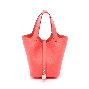 HERMES Picotin Lock PM Tote Handbag Clemence leather Rose texas Used Women U SHW