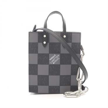 LOUIS VUITTON Sac Plat XS Shoulde Handbag N60479 Damier Checkerboard leather BK