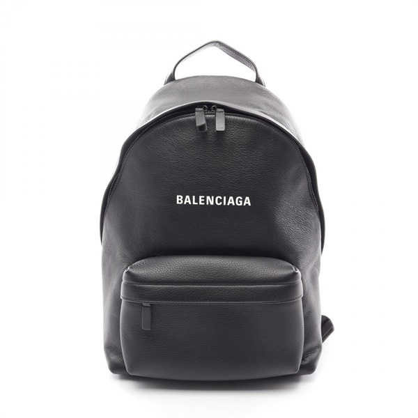BALENCIAGA EVERYDAY Logo BACKPACK Rucksack 552379 leather Black Used Women