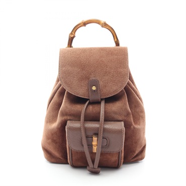 GUCCI Bamboo Rucksack Backpack 003 1705 0030 Suede leather Brown Used Women