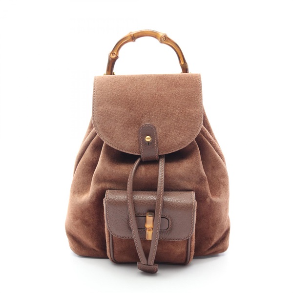 GUCCI Bamboo Rucksack Backpack 003 1705 0030 Suede leather Brown Used Women