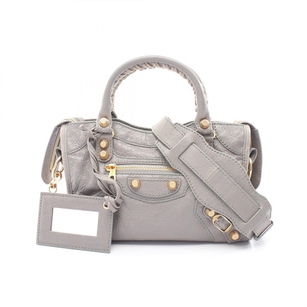 BALENCIAGA Giant Mini City Shoulder Crossbody Handbag 309544 leather Gray Used