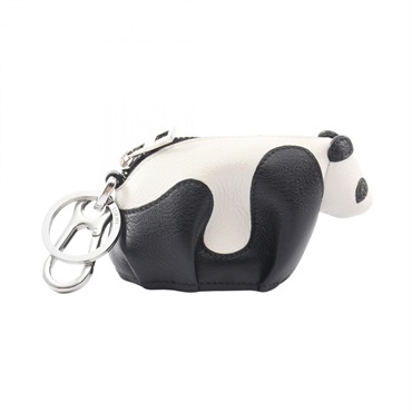 LOEWE Panda coin purse leather Black White Used Women