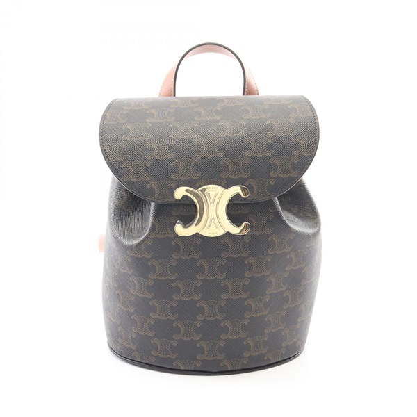 CELINE Bonnie Triomphe Rucksack Backpack canvas leather Black Brown NEW Women