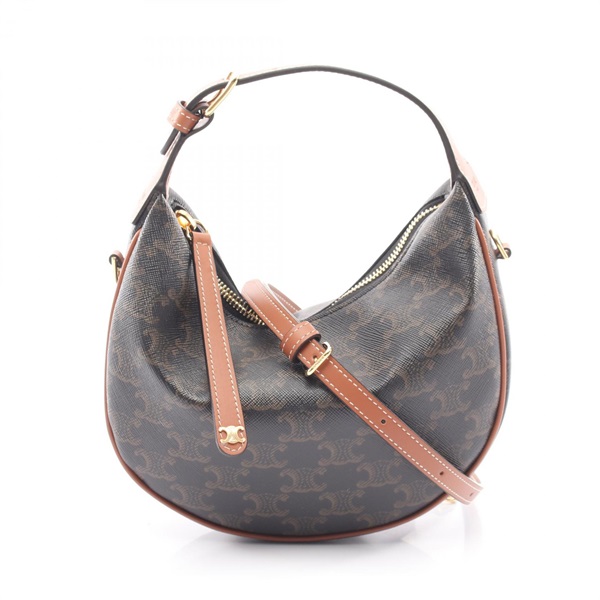 CELINE Teen Lulu Triomphe Shoulder Handbag Canvas leather Black Brown NEW Women