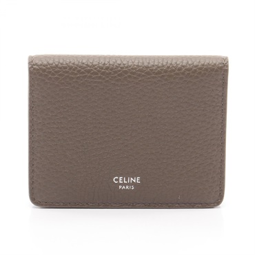 CELINE Bifold Card Holder Case L100J2X9809SR leather Gray NEW Women logo