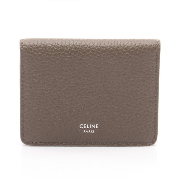 CELINE Bifold Card Holder Case L100J2X9809SR leather Gray NEW Women logo