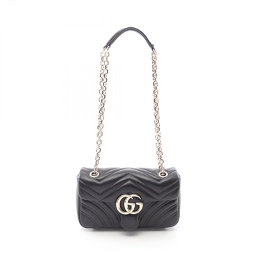 GUCCI GG Marmont Small Chain Shoulder Bag 837280AAE381000 leather Black NEW