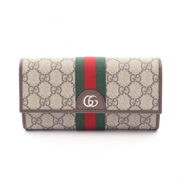GUCCI Ophidia GG Supreme Continental Wallet Leather canvas Beige Multicolor New