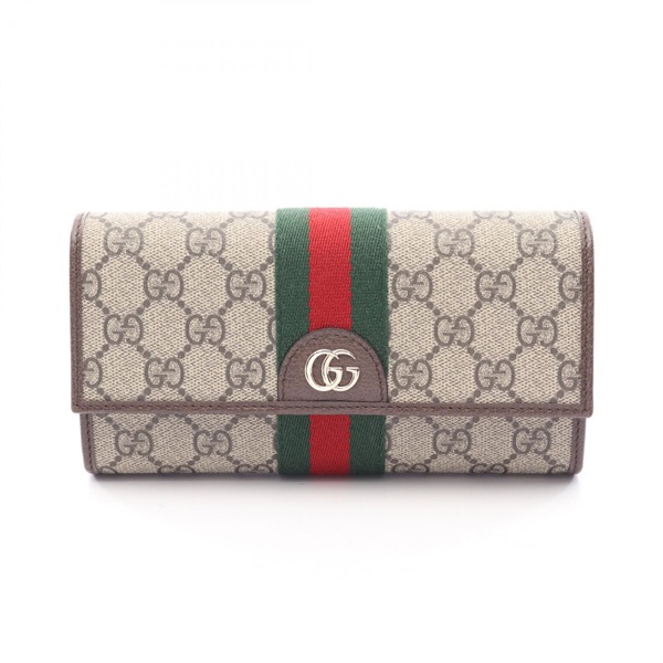 GUCCI Ophidia GG Supreme Continental Wallet Leather canvas Beige Multicolor New