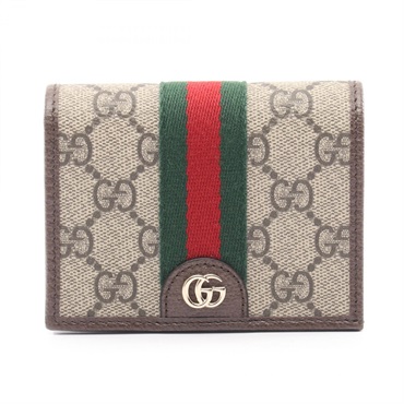 GUCCI Ophidia Sherry Line Wallet Leather PVC coated canvas Beige Multicolor NEW