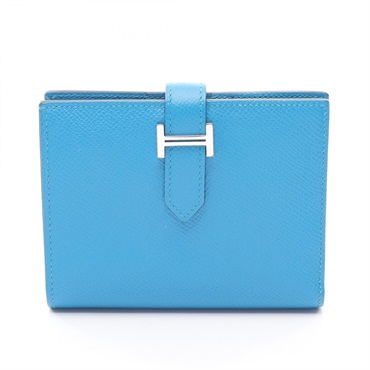 HERMES Bearn Compact Bi-fold wallet Epsom leather Blue zanzibar Used Women A SHW