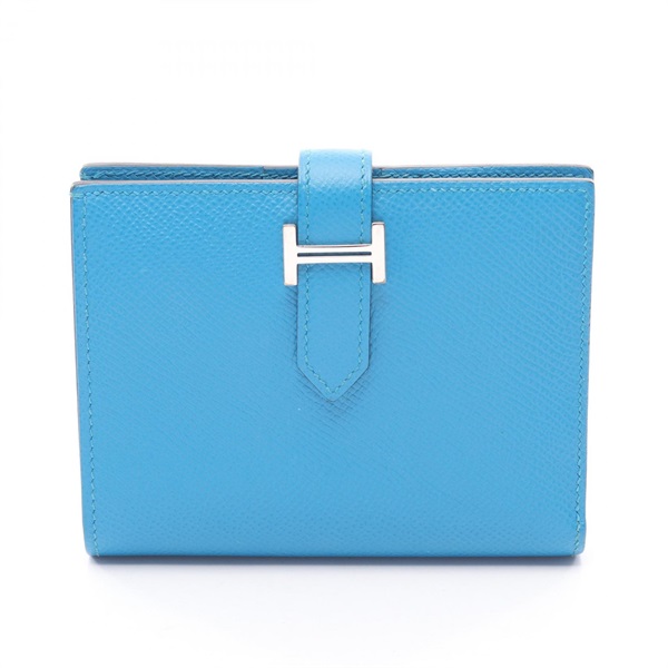 HERMES Bearn Compact Bi-fold wallet Epsom leather Blue zanzibar Used Women A SHW