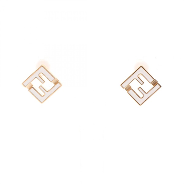 FENDI forever fendi Pierced earrings Gold Plated White NEW