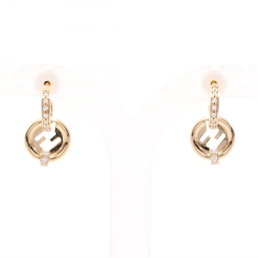 FENDI Everround Fendi Pierced earrings Gold Plated Rhinestone NEW
