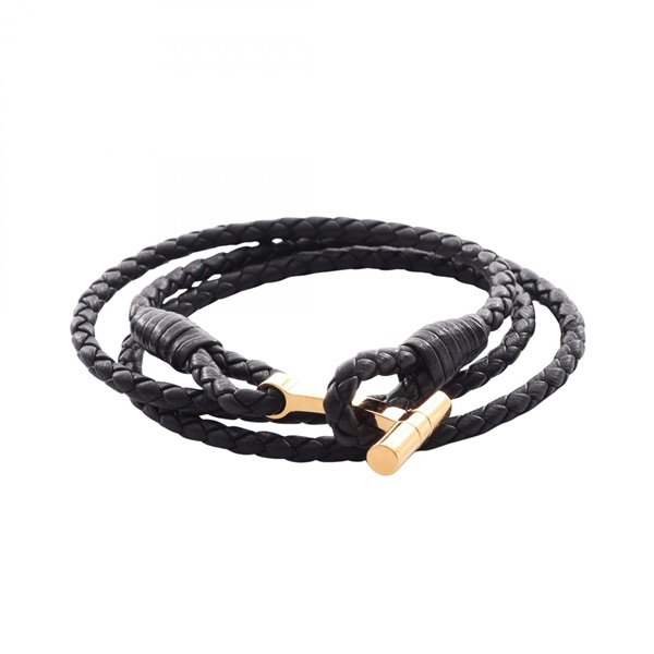 TOM FORD T Bracelet JM005ICL002GNAAL leather Gold Plated Black Gold NEW mens #L