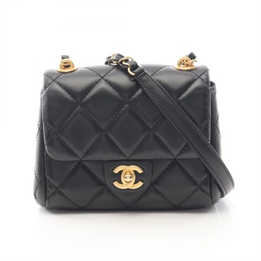CHANEL Matelasse Small flap Chain Shoulder Bag AS3933 Lambskin Black GHW Used