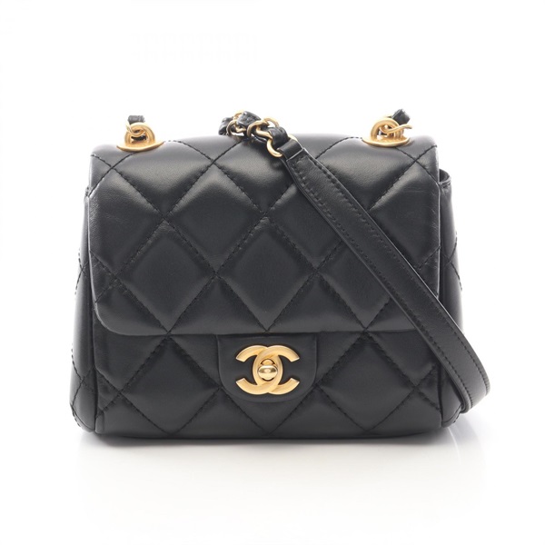 CHANEL Matelasse Small flap Chain Shoulder Bag AS3933 Lambskin Black GHW Used