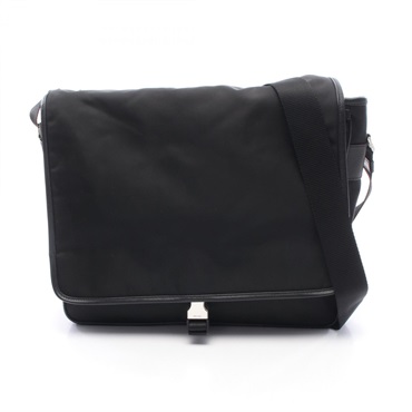 PRADA Triangle logo Messenger Shoulder Crossbody Bag Nylon leather Black Used