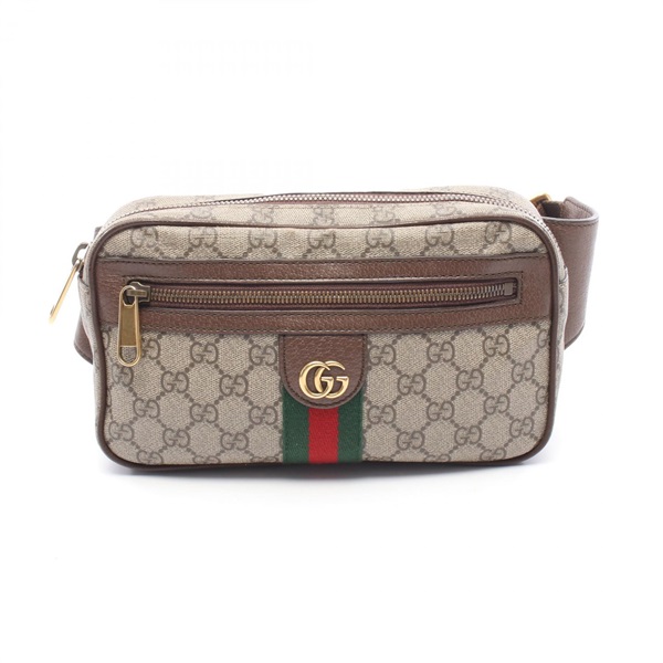 GUCCI Ophidia GG Belt Waist bag 574796 canvas leather Beige Brown Used unisex