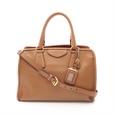 PRADA CITY CALF Shoulder Crossbody Handbag BN2205 leather Brown Used Women