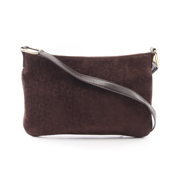 CELINE C Blason Shoulder Bag Suede leather Brown Used Women