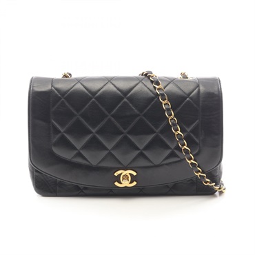 CHANEL Matelasse Diana Flap Chain Shoulder Bag A01165 Lambskin Black GHW Used CC