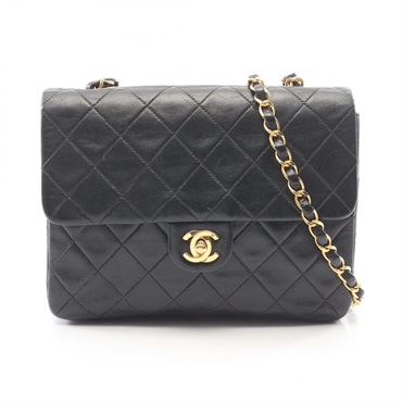 CHANEL Mini Matelasse 20 Chain Shoulder Bag Lamb leather Black Used Women GHW CC