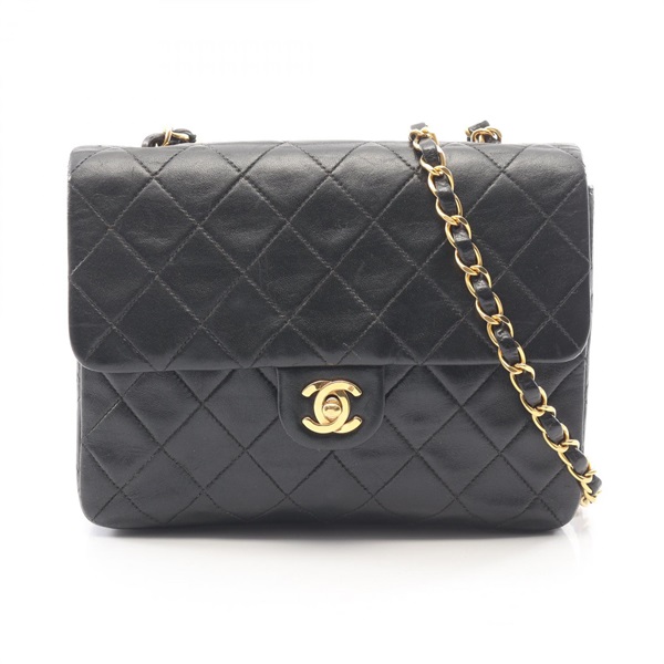 CHANEL Mini Matelasse 20 Chain Shoulder Bag Lamb leather Black Used Women GHW CC